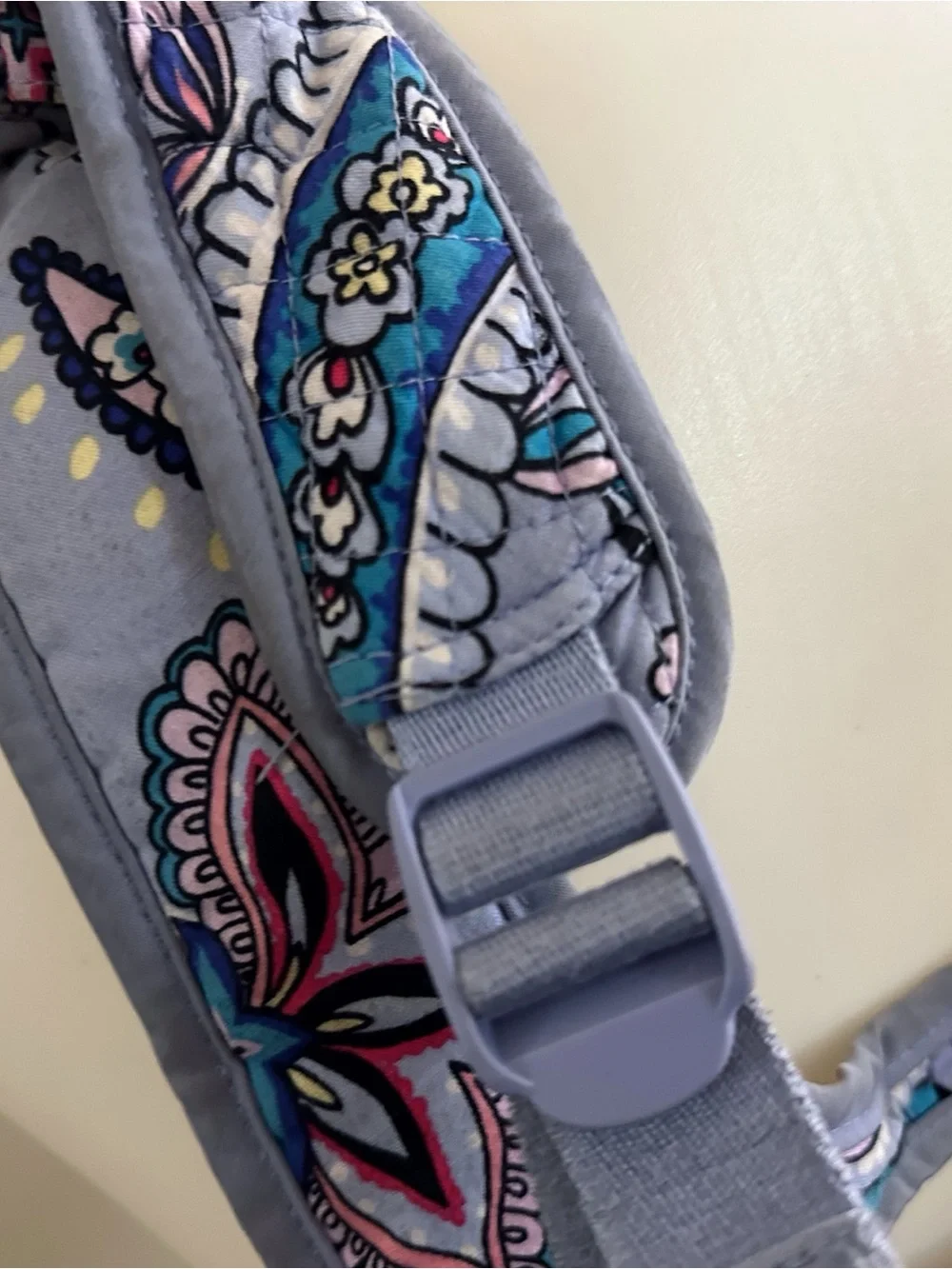 Vera Bradley Quilted Paisley Light Blue Purple Backpack Granola School Baby Bag